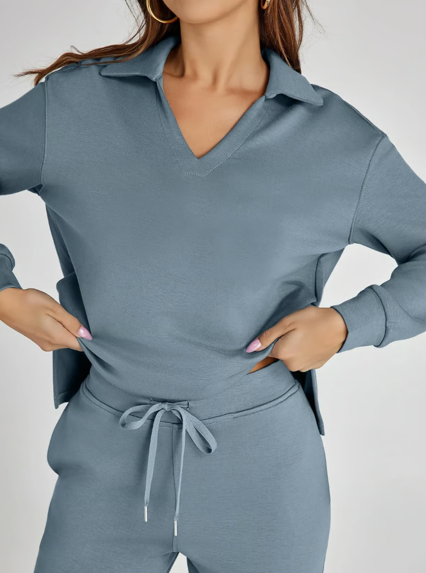 Completo 2 Pezzi Felpa e Pantaloni a Gamba Larga