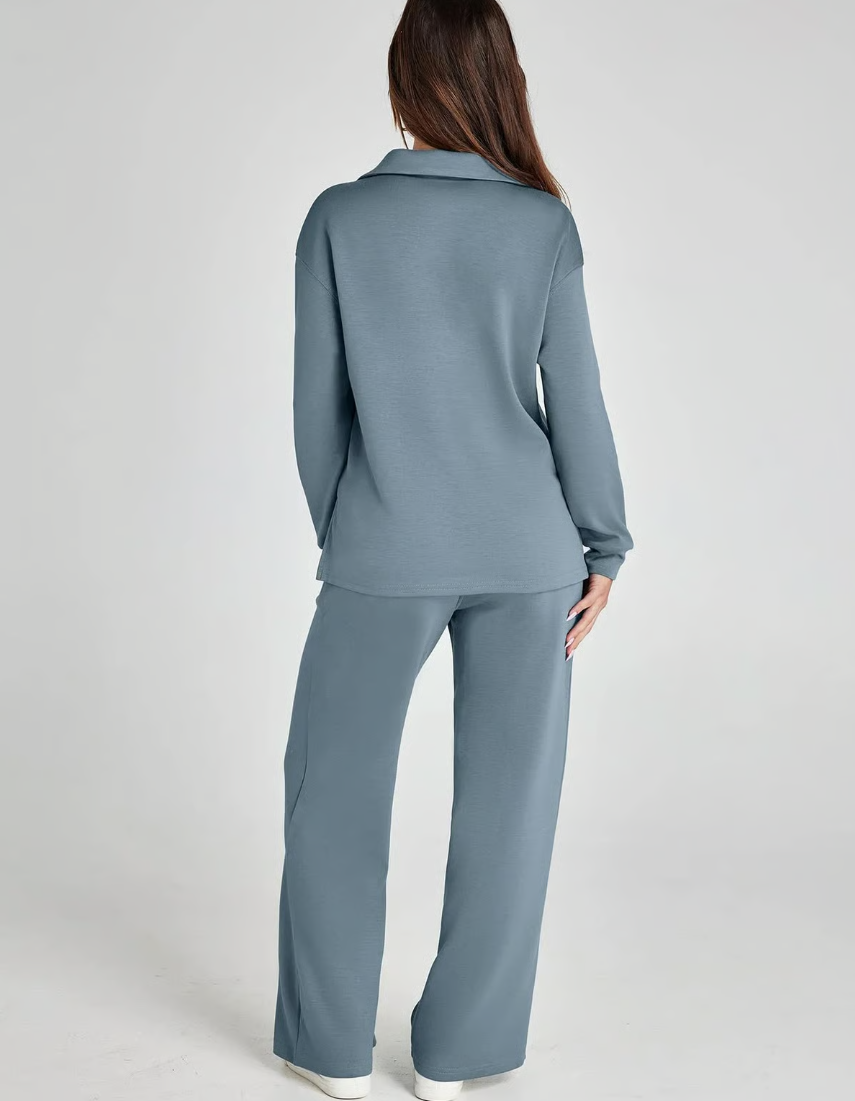 Completo 2 Pezzi Felpa e Pantaloni a Gamba Larga