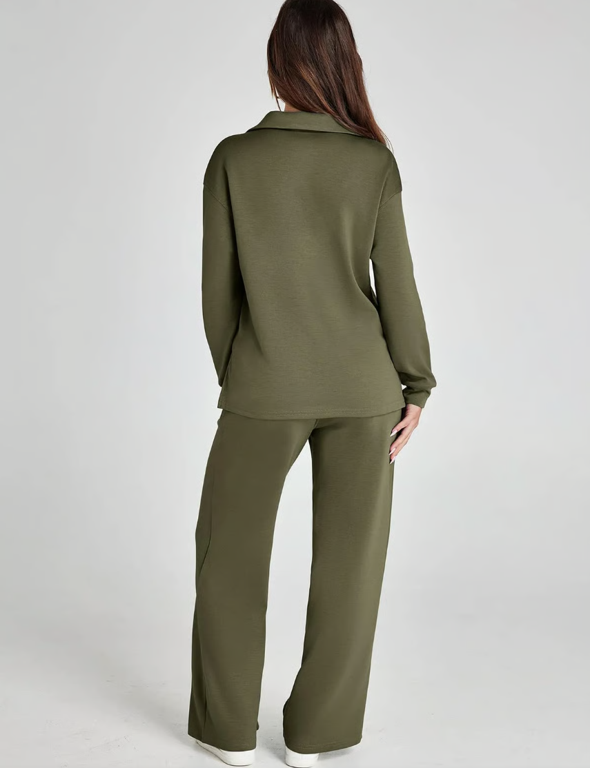 Completo 2 Pezzi Felpa e Pantaloni a Gamba Larga