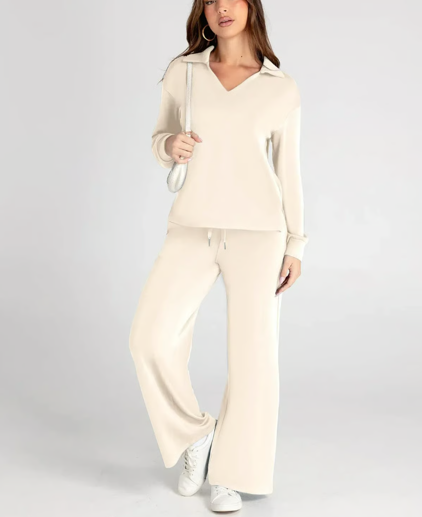 Completo 2 Pezzi Felpa e Pantaloni a Gamba Larga