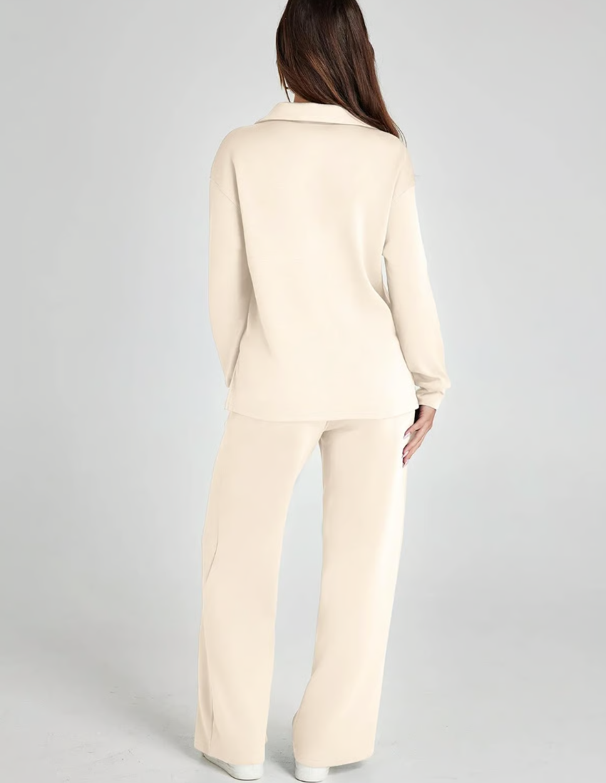 Completo 2 Pezzi Felpa e Pantaloni a Gamba Larga