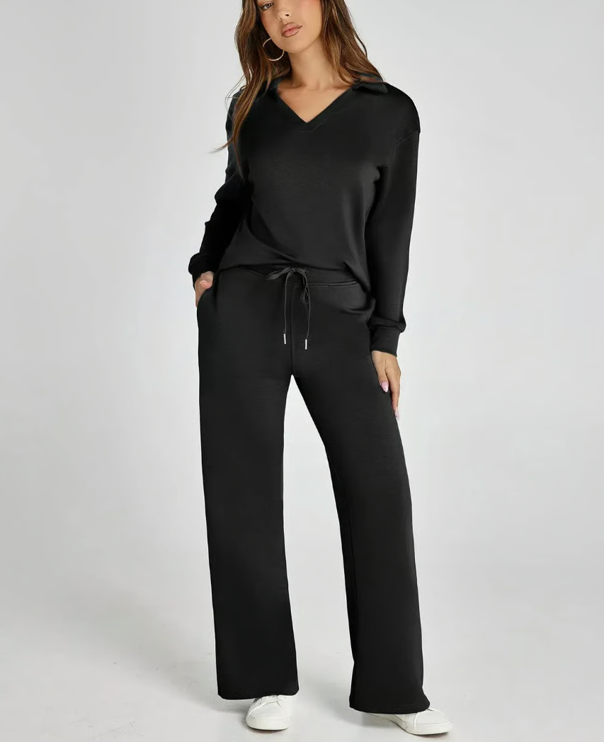 Completo 2 Pezzi Felpa e Pantaloni a Gamba Larga