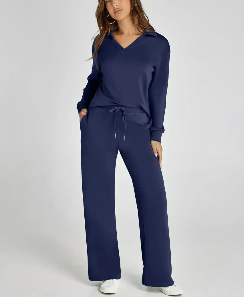 Completo 2 Pezzi Felpa e Pantaloni a Gamba Larga