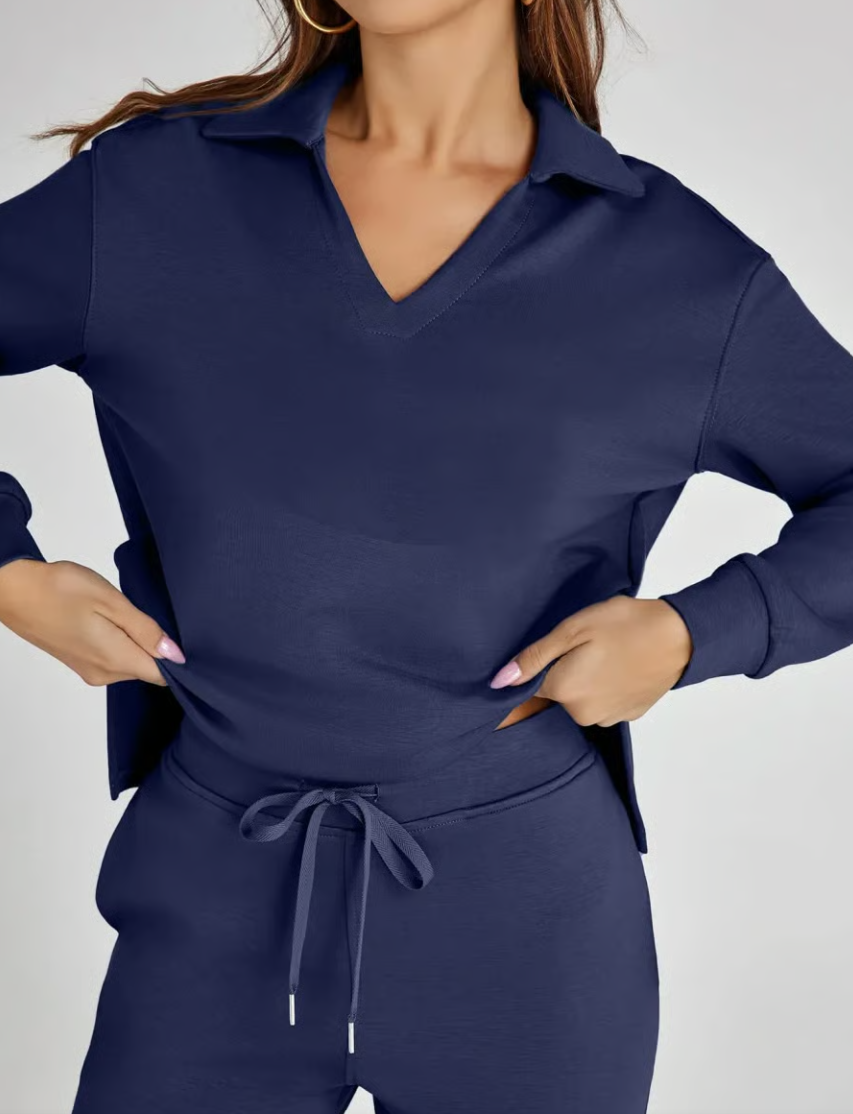Completo 2 Pezzi Felpa e Pantaloni a Gamba Larga