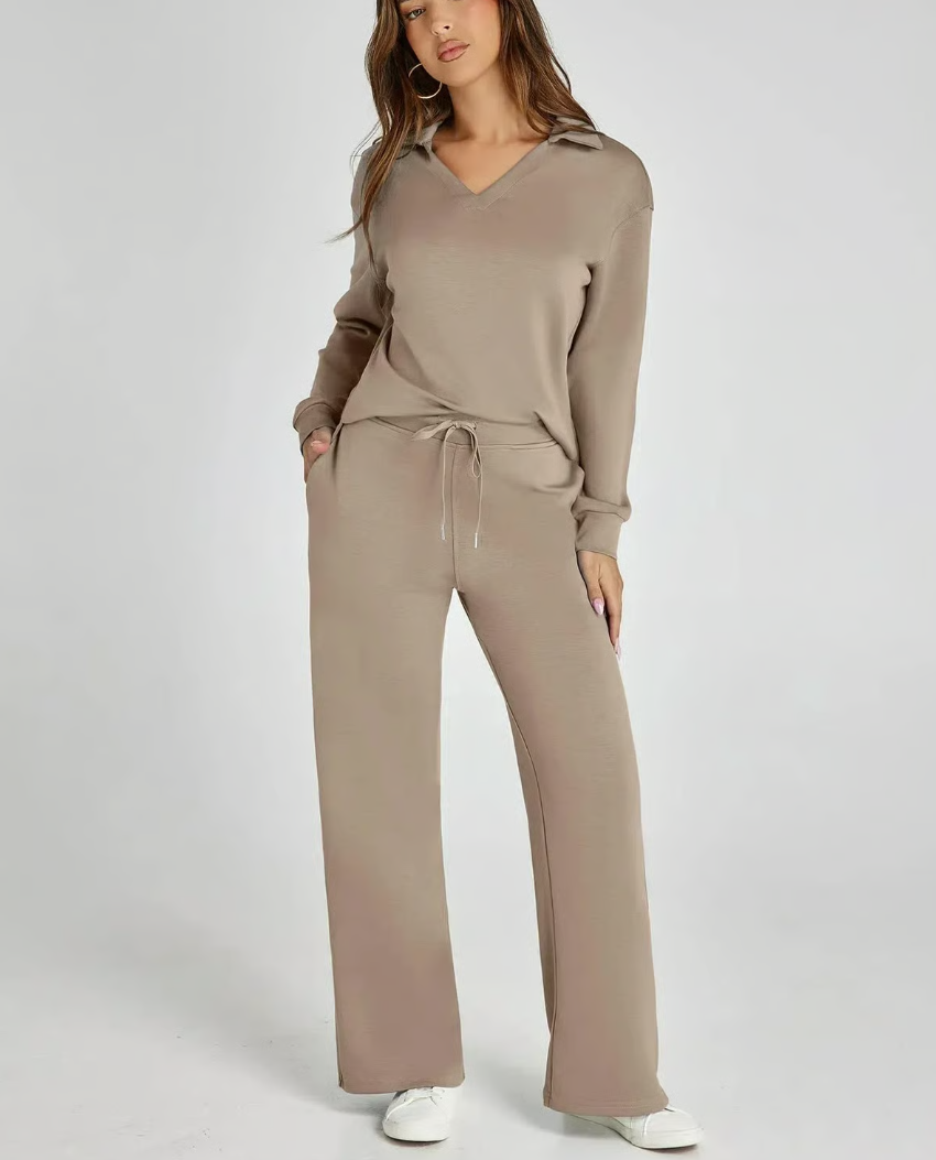 Completo 2 Pezzi Felpa e Pantaloni a Gamba Larga
