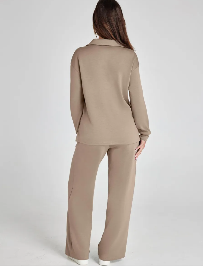 Completo 2 Pezzi Felpa e Pantaloni a Gamba Larga