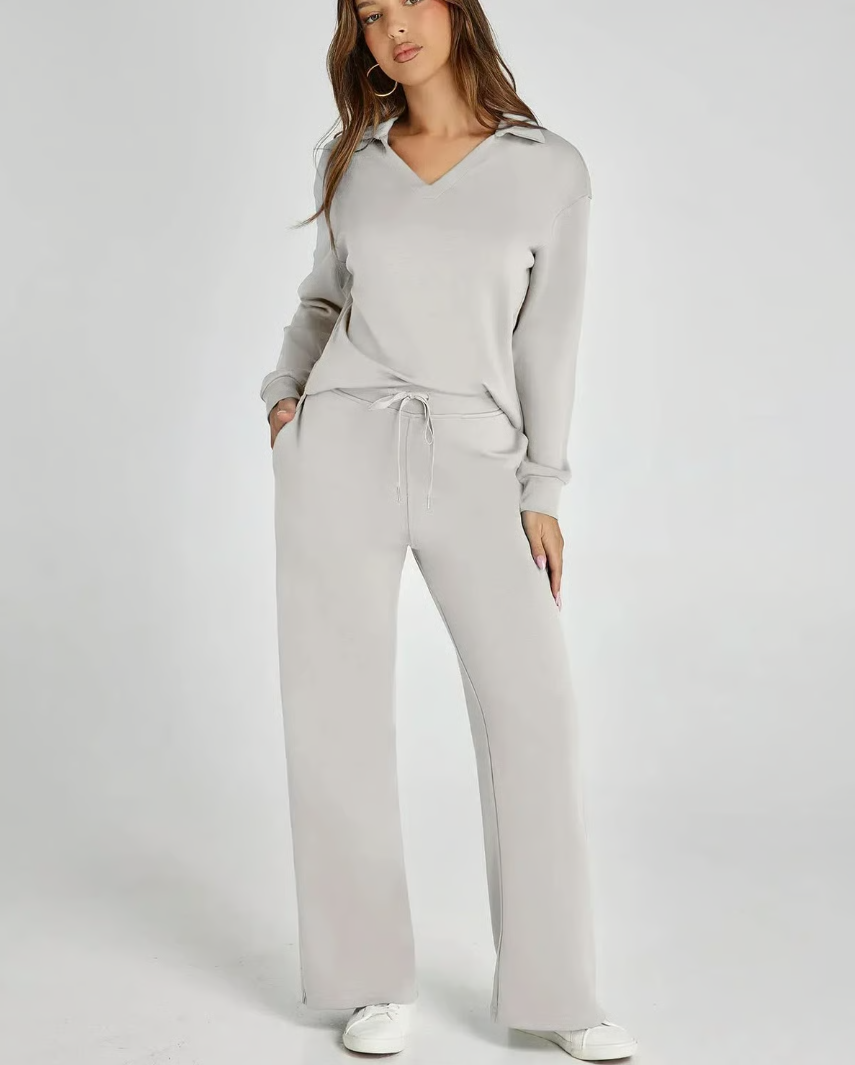 Completo 2 Pezzi Felpa e Pantaloni a Gamba Larga
