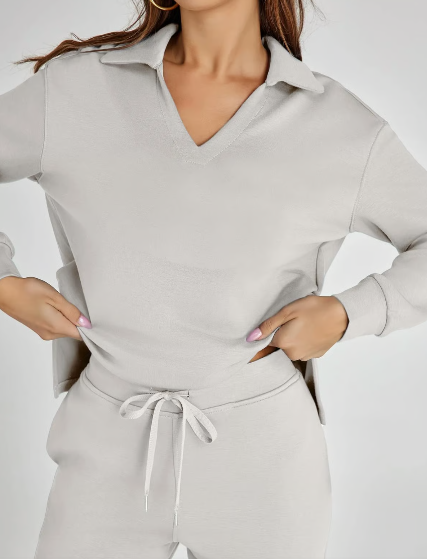 Completo 2 Pezzi Felpa e Pantaloni a Gamba Larga