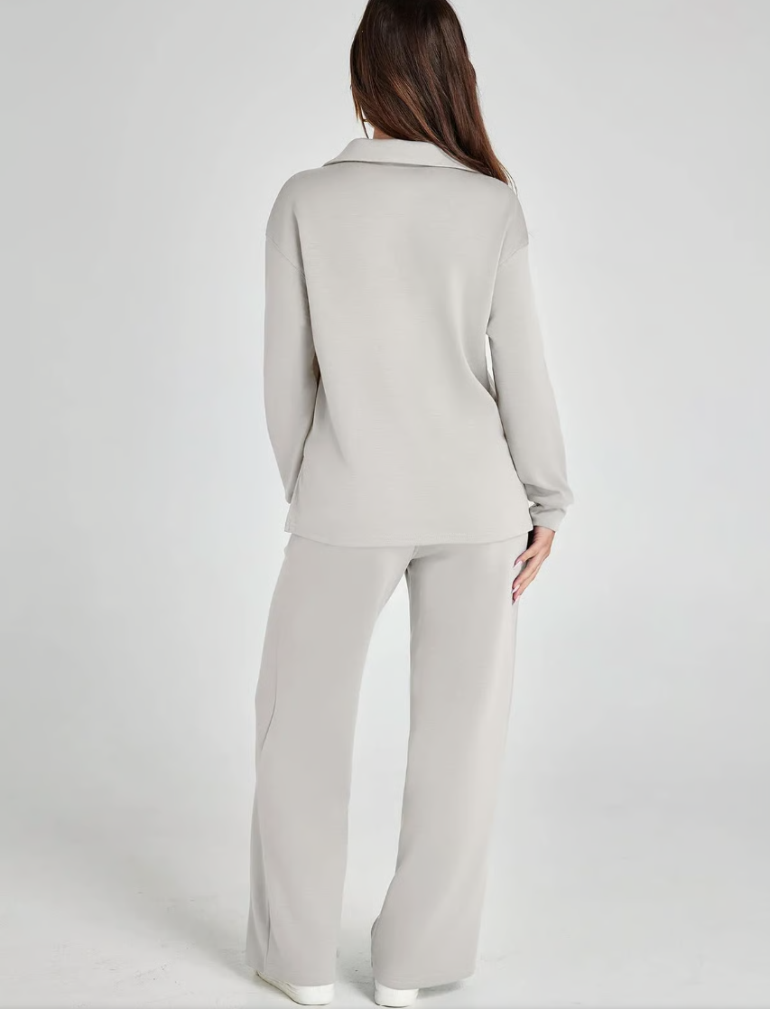 Completo 2 Pezzi Felpa e Pantaloni a Gamba Larga