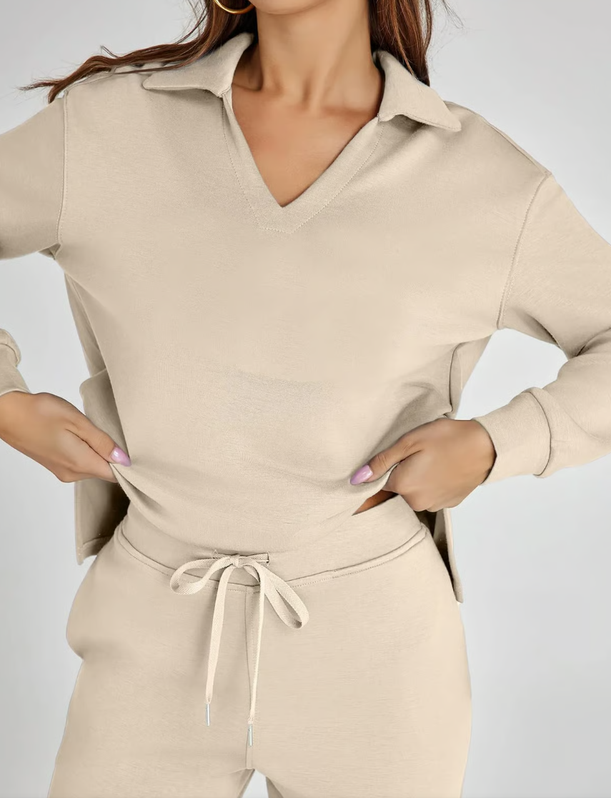 Completo 2 Pezzi Felpa e Pantaloni a Gamba Larga