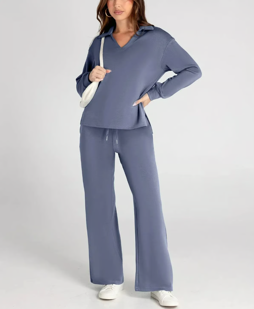 Completo 2 Pezzi Felpa e Pantaloni a Gamba Larga