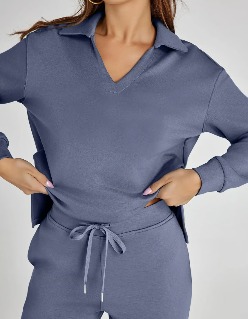 Completo 2 Pezzi Felpa e Pantaloni a Gamba Larga