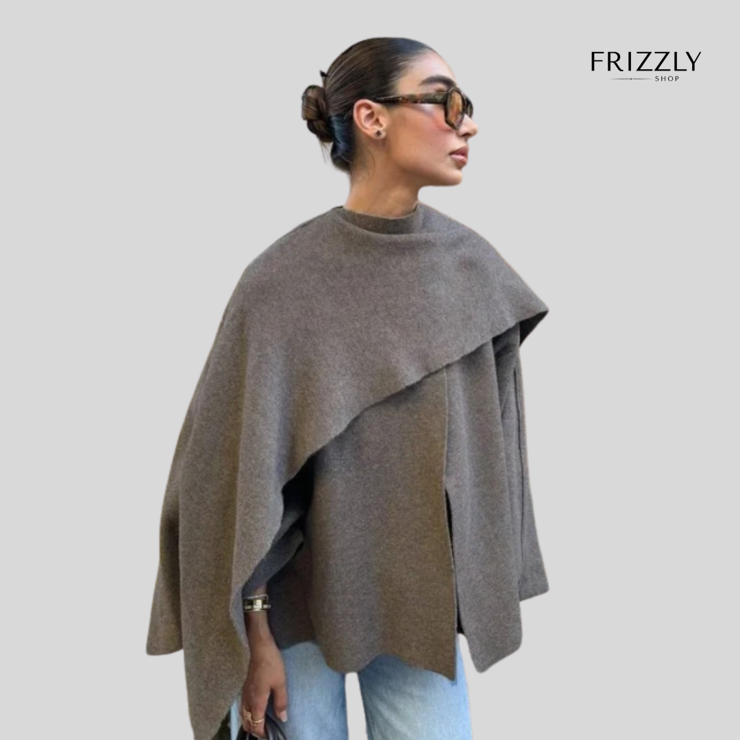 ORNELLA™ - PONCHO DONNA ELEGANTE INVERNALE – LAVORATO A MAGLIA CON COLLETTO