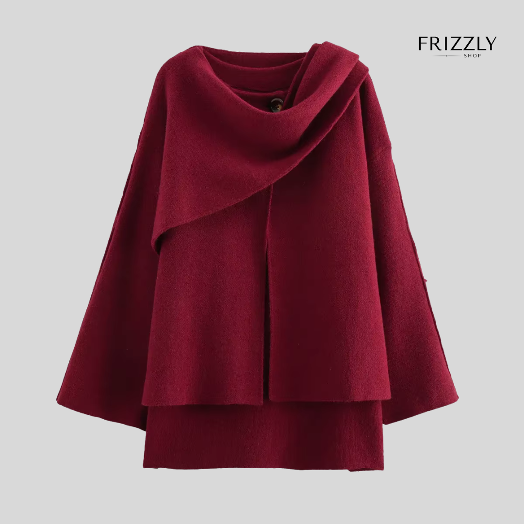 ORNELLA™ - PONCHO DONNA ELEGANTE INVERNALE – LAVORATO A MAGLIA CON COLLETTO