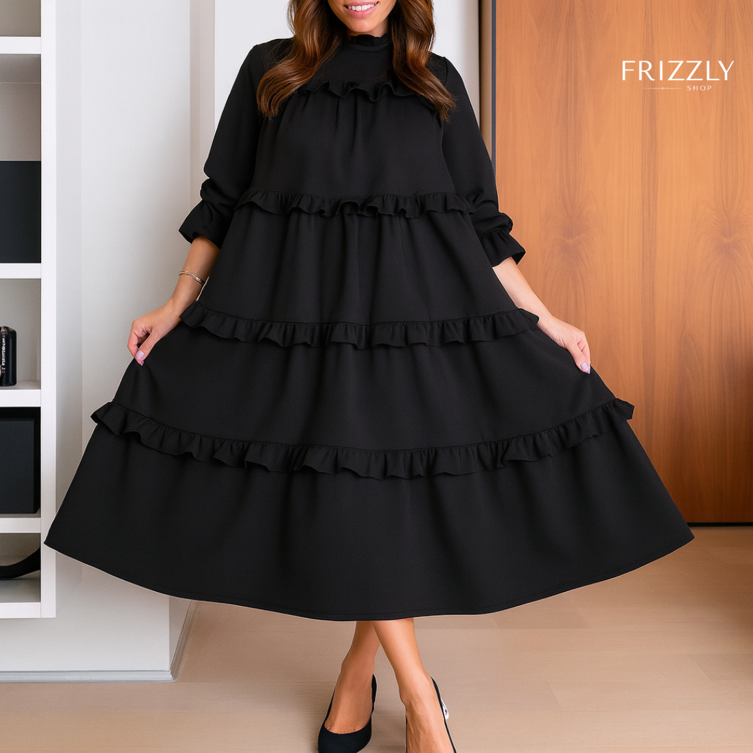 SHEELA™ — RUFFLE TIER LONG DRESS WITH POCKETS