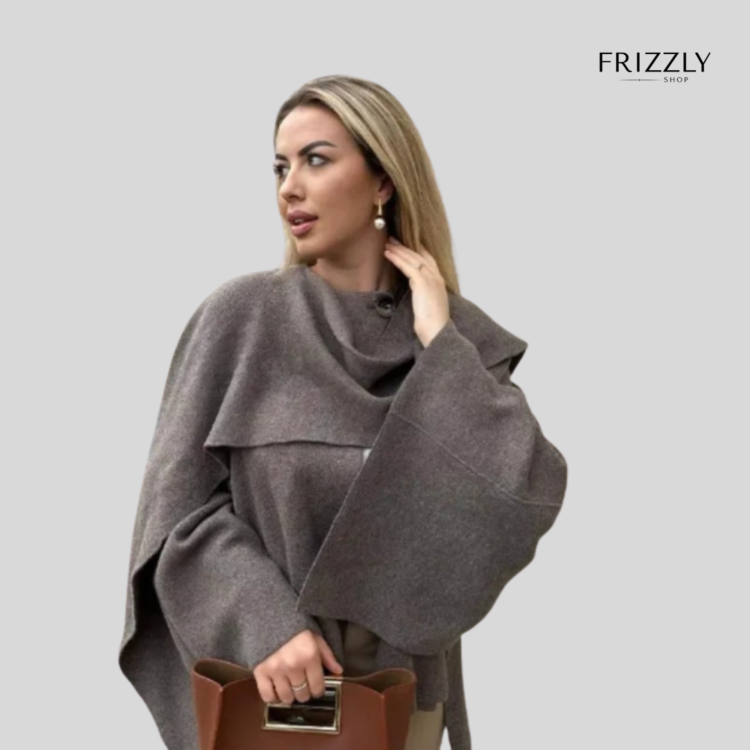 ORNELLA™ - PONCHO DONNA ELEGANTE INVERNALE – LAVORATO A MAGLIA CON COLLETTO