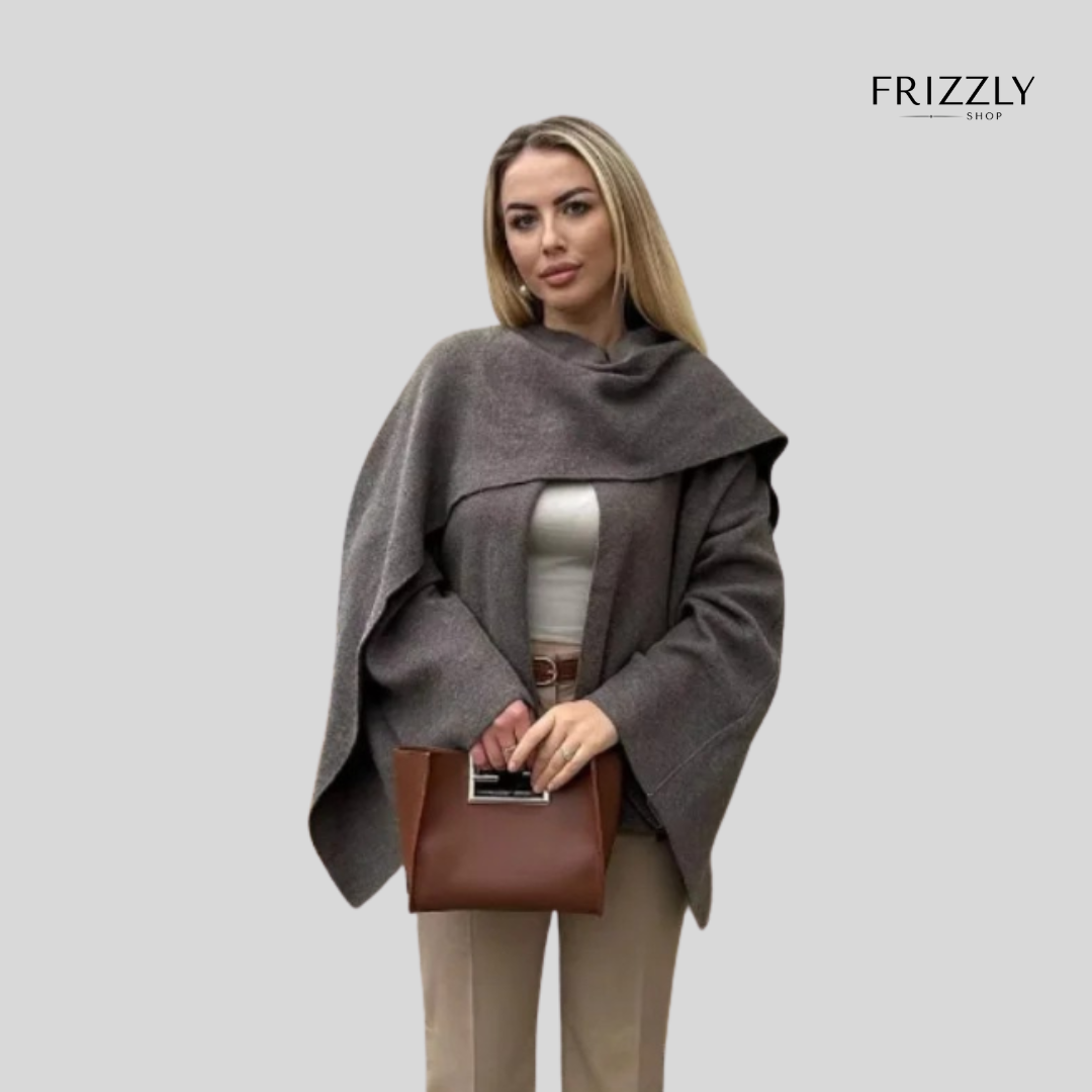 ORNELLA™ - PONCHO DONNA ELEGANTE INVERNALE – LAVORATO A MAGLIA CON COLLETTO