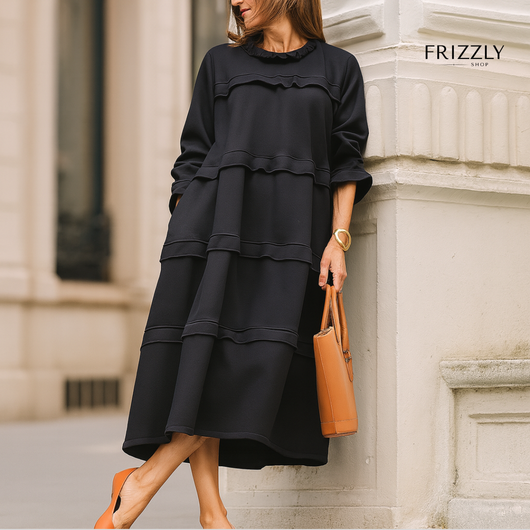 SHEELA™ — RUFFLE TIER LONG DRESS WITH POCKETS