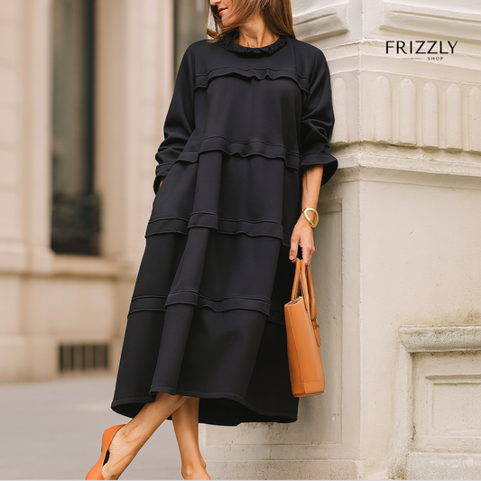 SHEELA™ — RUFFLE TIER LONG DRESS WITH POCKETS