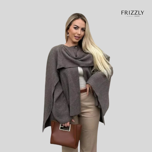 ORNELLA™ - PONCHO DONNA ELEGANTE INVERNALE – LAVORATO A MAGLIA CON COLLETTO