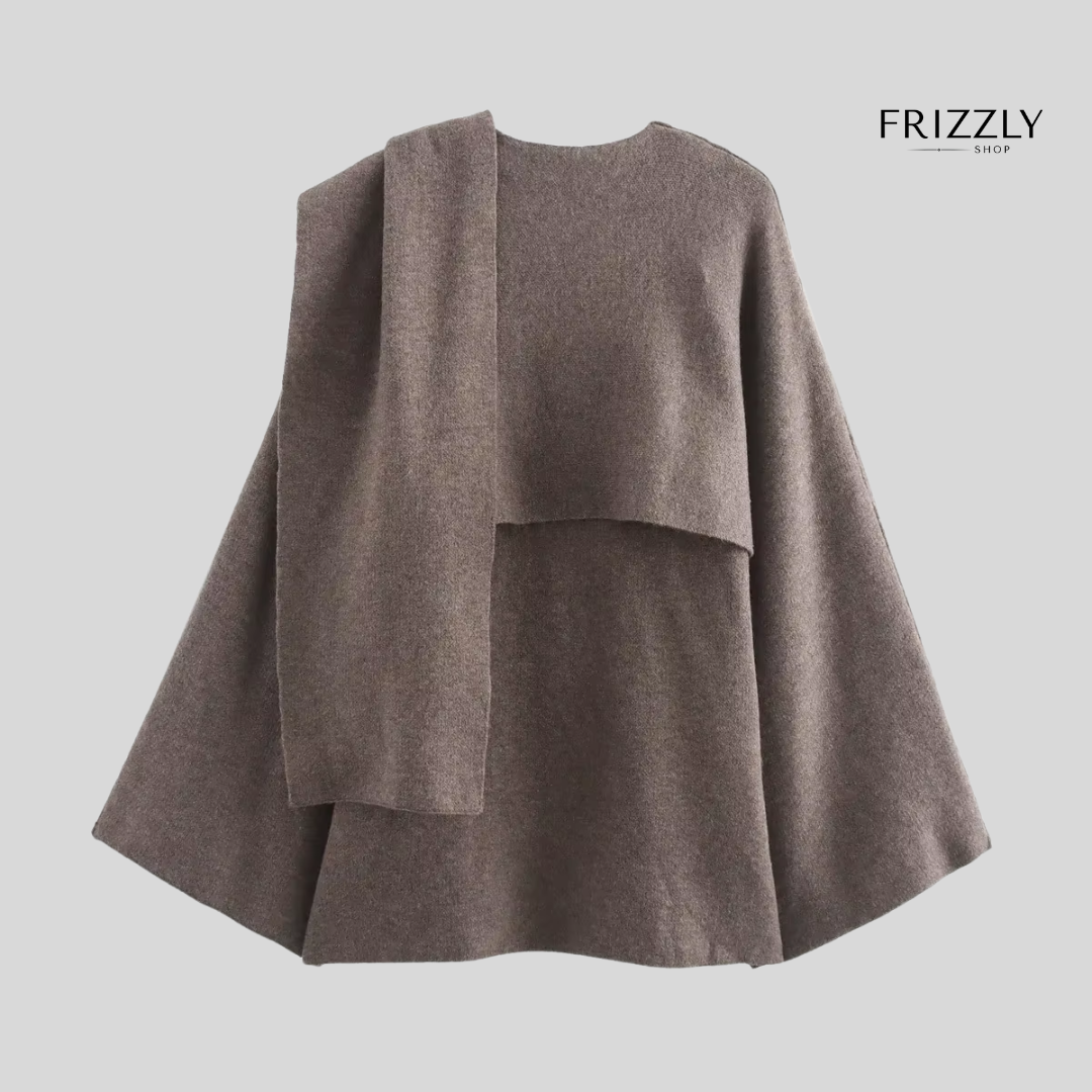 ORNELLA™ - PONCHO DONNA ELEGANTE INVERNALE – LAVORATO A MAGLIA CON COLLETTO