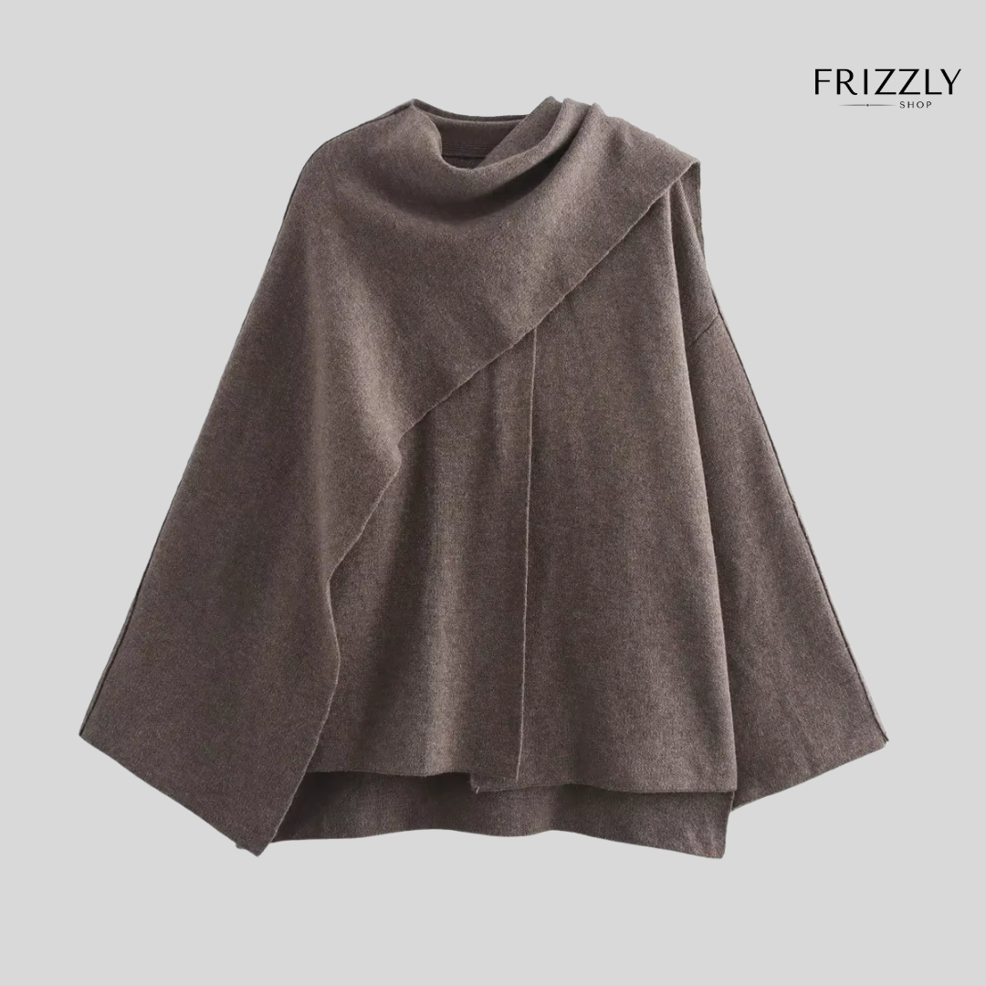 ORNELLA™ - PONCHO DONNA ELEGANTE INVERNALE – LAVORATO A MAGLIA CON COLLETTO